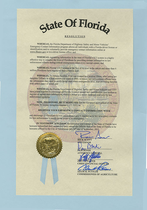 link to declaration by Charlie Crist for To Inform Families Week.